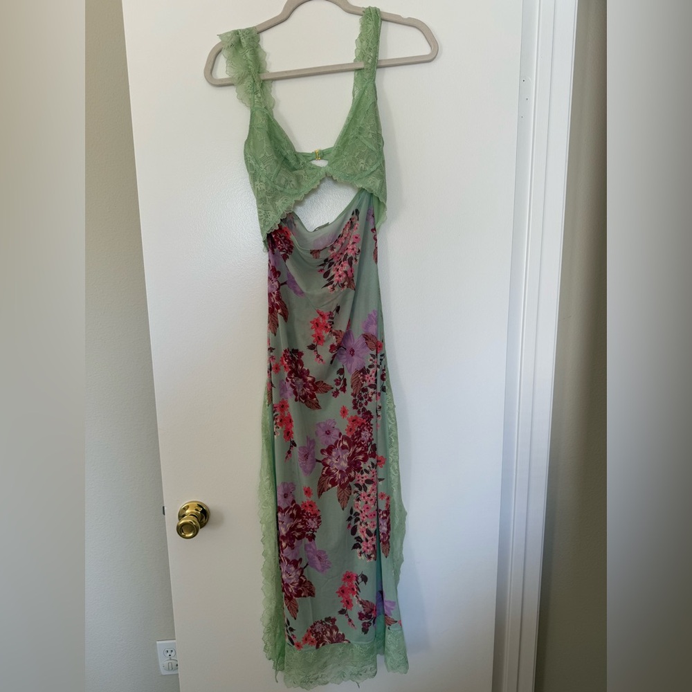 X intimately FP suddenly fine maxi slip dress in Sage Combo
